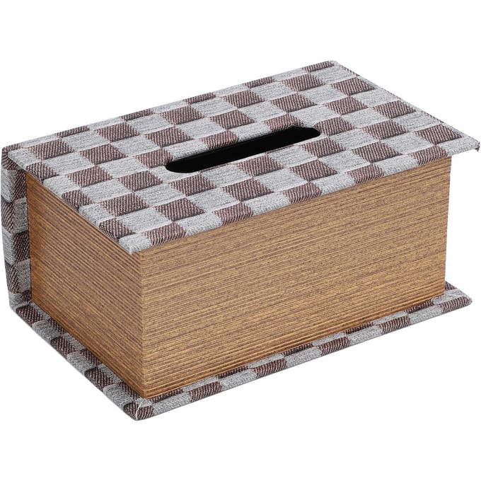 Tissueboxhouder Boekstijl Houten Structuur PU Leer Grote Capaciteit Servethouder voor Thuis gray