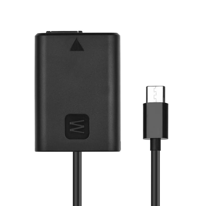 Andoer DC Coupler Dummy Batterij en USB-C Type-C AC Converter Voedingsadapterkabel voor NP-FW50 zwart