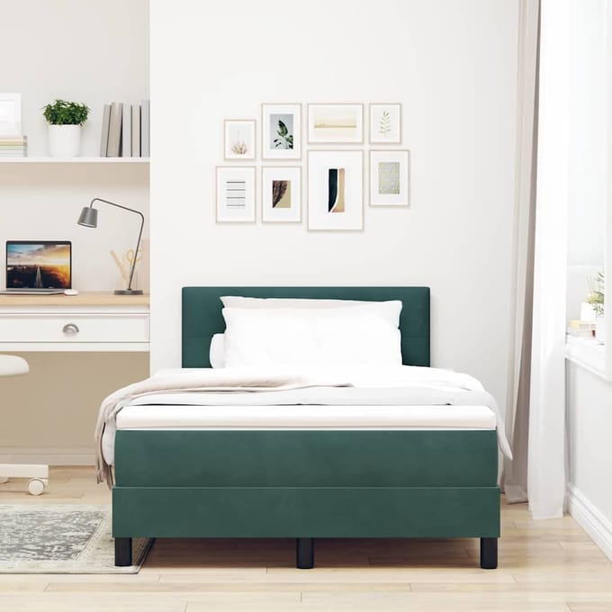 vidaXL - Boxspring - bed - met - matras - Donkergroen - 120 - x - 200 - cm - Fluweel