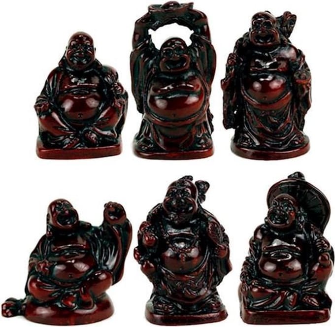 Boeddha's rood SET van 2 minibeeldjes - 5 cm (2 stuks) - M