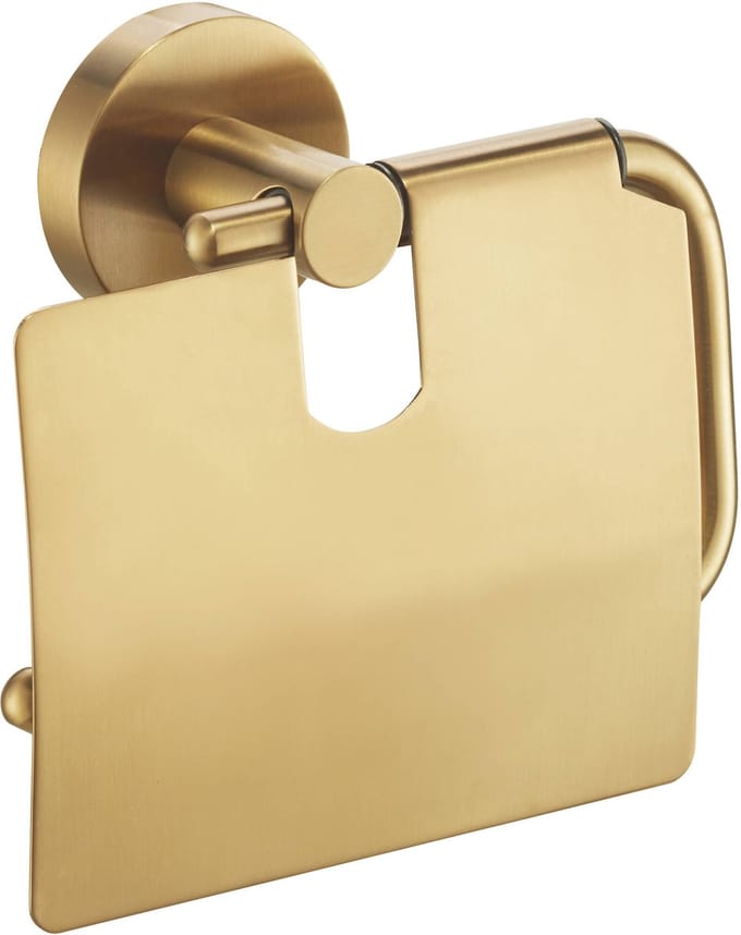 Saqu Eurotrend toiletrolhouder met klep geborsteld messing