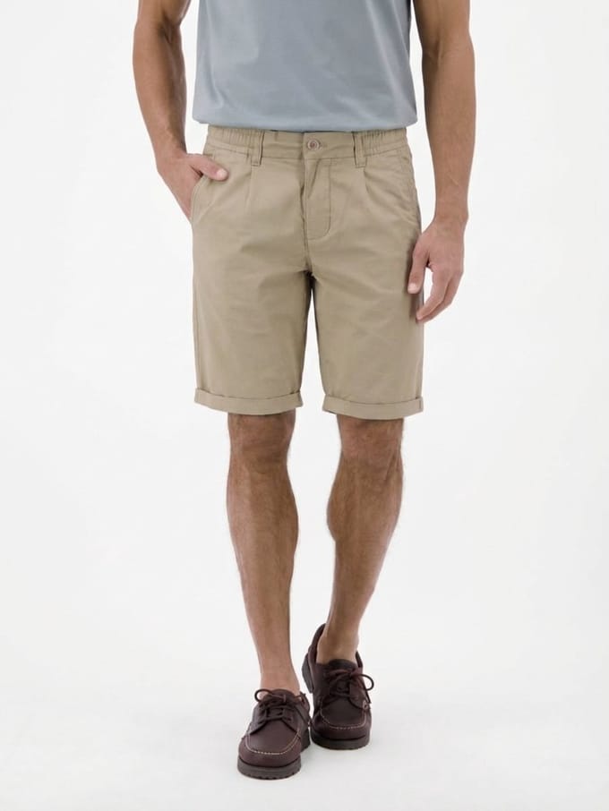 LERROS Korte chino van een lichte katoenmix , Maat: 30 , Kleur: MEDIUM KITT , 74% katoen, 24% polyester, 2% elastaan