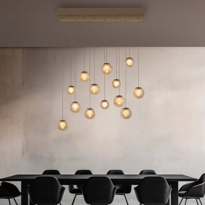 LED hanglamp PURE Popup, brons/amber, lengte 100 cm, 13 lampen