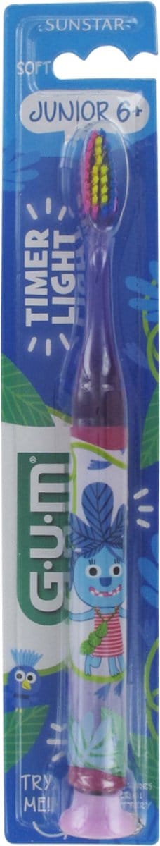 GUM Tandenborstel Tijdschakelaar Licht Junior 6+ 903 (Kleur : Violet)