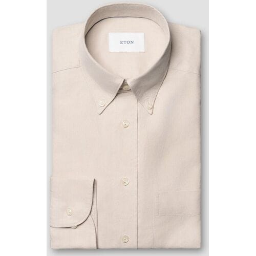 Eton Overhemd Royal Oxford Faux-Uni Cotton Button-Down Beige / male
