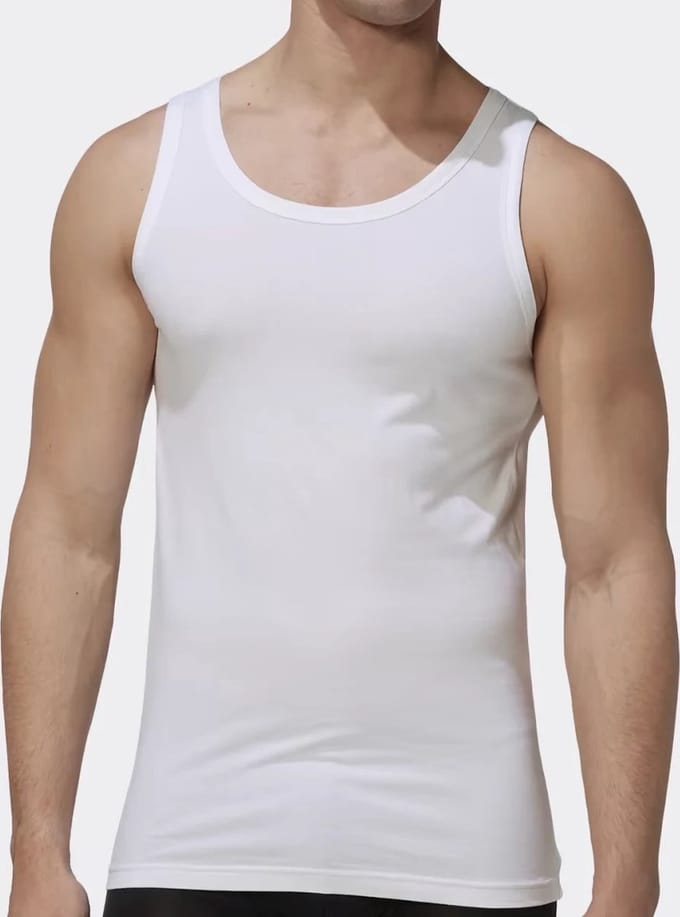 Young heren hemd sport - Microfiber onderhemd voor mannen - Sneldrogend - Zwart - Wit - Wit / XL