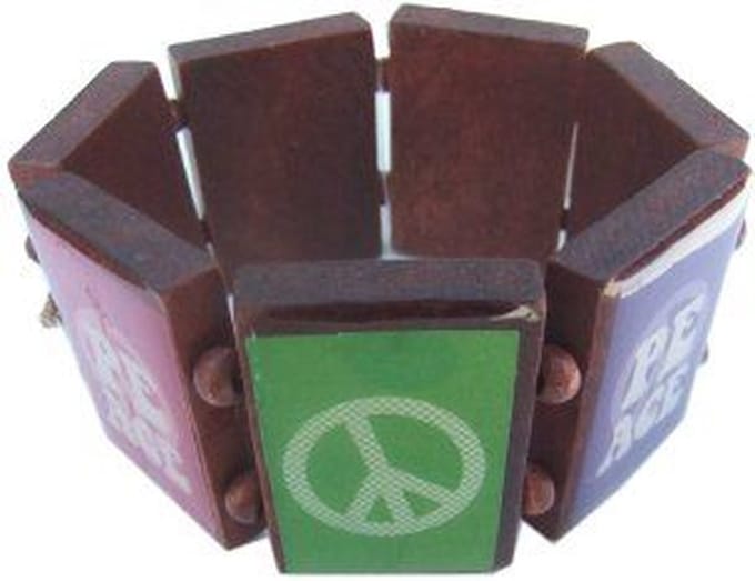 Armband peace hout
