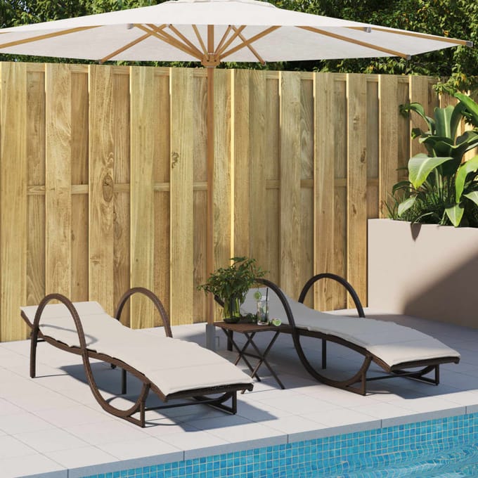 vidaXL - Ligbed - met - kussen - 60x199x42 - cm - poly - rattan - bruin