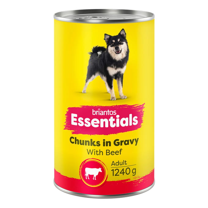 12x1240g  Briantos Essentials Chunks in Gravy Rind Hundefutter nass