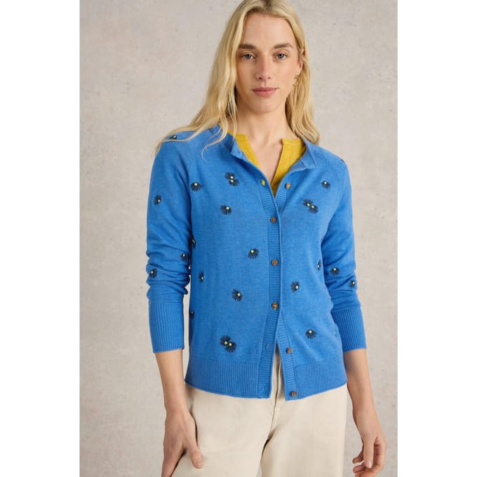 White Stuff Lulu Embroidered Cardi Blue Multi Taglia: 8 | Cardigan Outlet | Donna | Blu