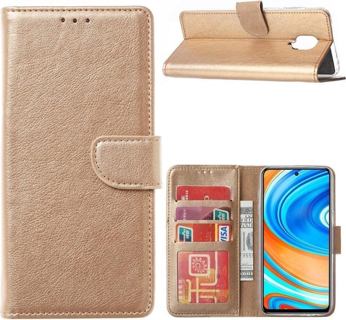 Bookcase Geschikt voor: Xiaomi Redmi Note 9 Pro / Note 9S - Goud - portemonnee hoesje