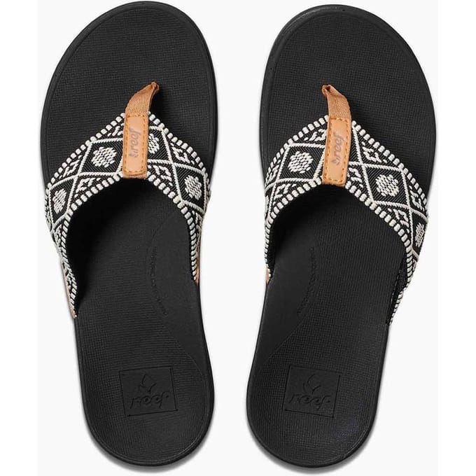 Reef Ortho Wovenblack/White Dames Slippers - Zwart/Wit - Maat 36