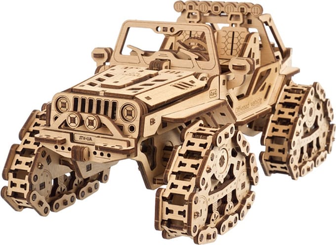 UGEARS Houten 3D Model - Terreinwagen Met Rupsbanden