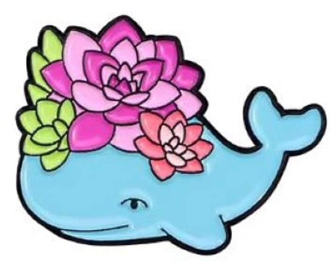 Pin Broche - enamel pin - kledingspeld - Bloemetjes walvis