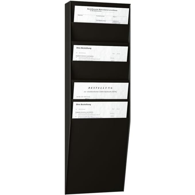 Paperflow wandfolderhouder A4 hoog 6 vakken, zwart