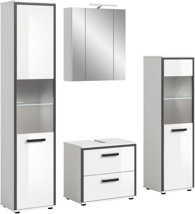 Kojak badkamer incl. verlichting 171cm wit, hoogglans wit.