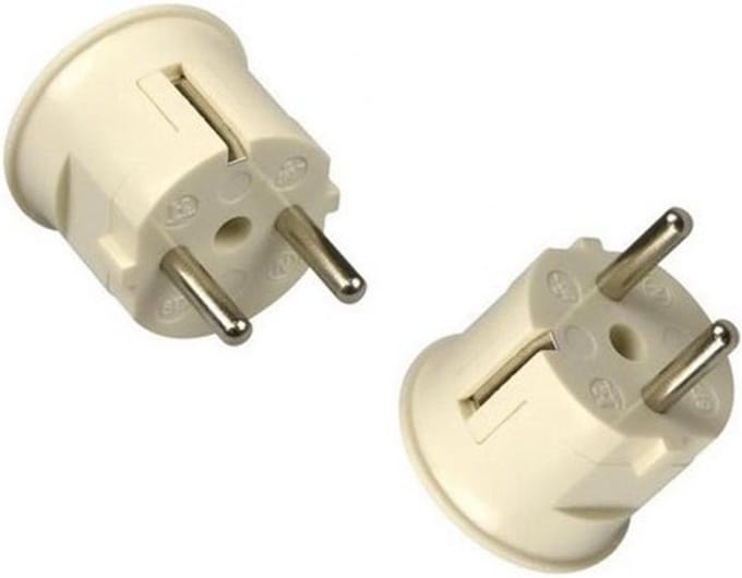 KAISER 2 x haakse stekker Schuko | zij invoer | randaarde | wit | 2 STUKS