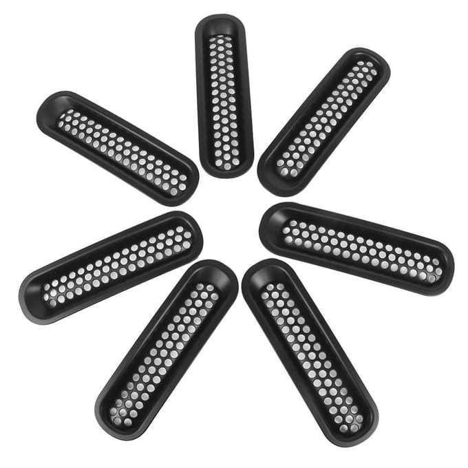 7 stuks ABS Buitenkant Voorroosters Mesh Grill Geschikt Voor Jeep Wrangler 2007 2018 Zwart black
