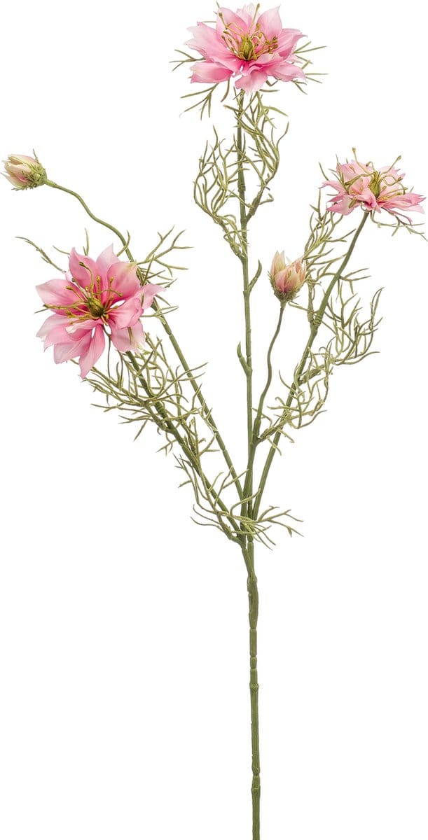 Emerald - Kunstbloem Juffertje-in-het-groen 73cm roze - Kunstplant voor binnen