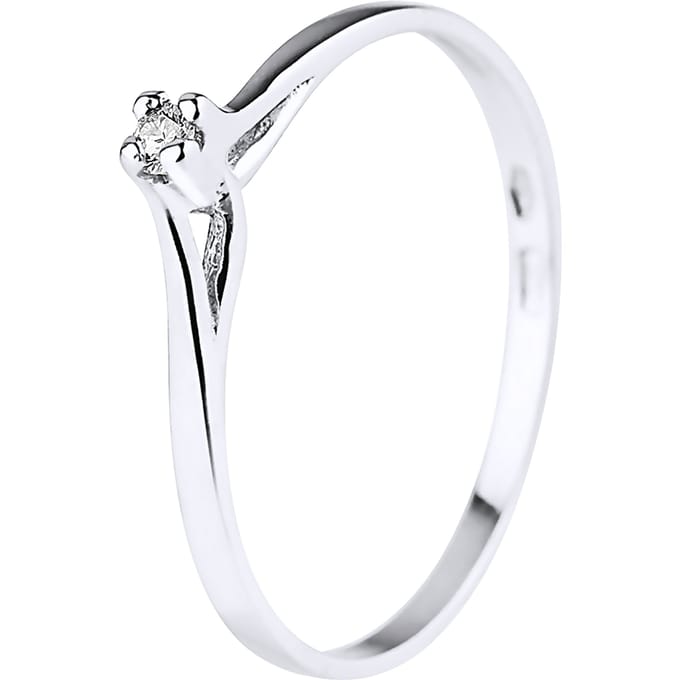 Solitaire Diamond 0,03 Cts White Gold Jewelry