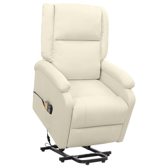 vidaXL - Sta-op-massagestoel - stof - crèmekleurig