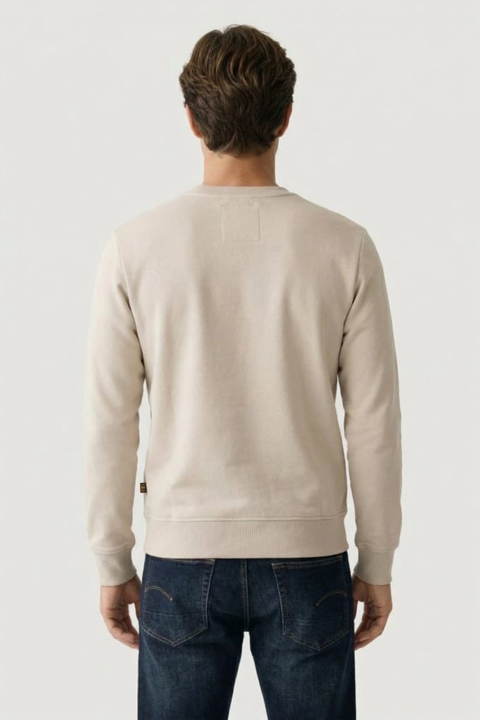 G-Star Old Skool Crew Sweat L/s Whitebait Maat: XS | Sweaters Outlet | Heren | Beige