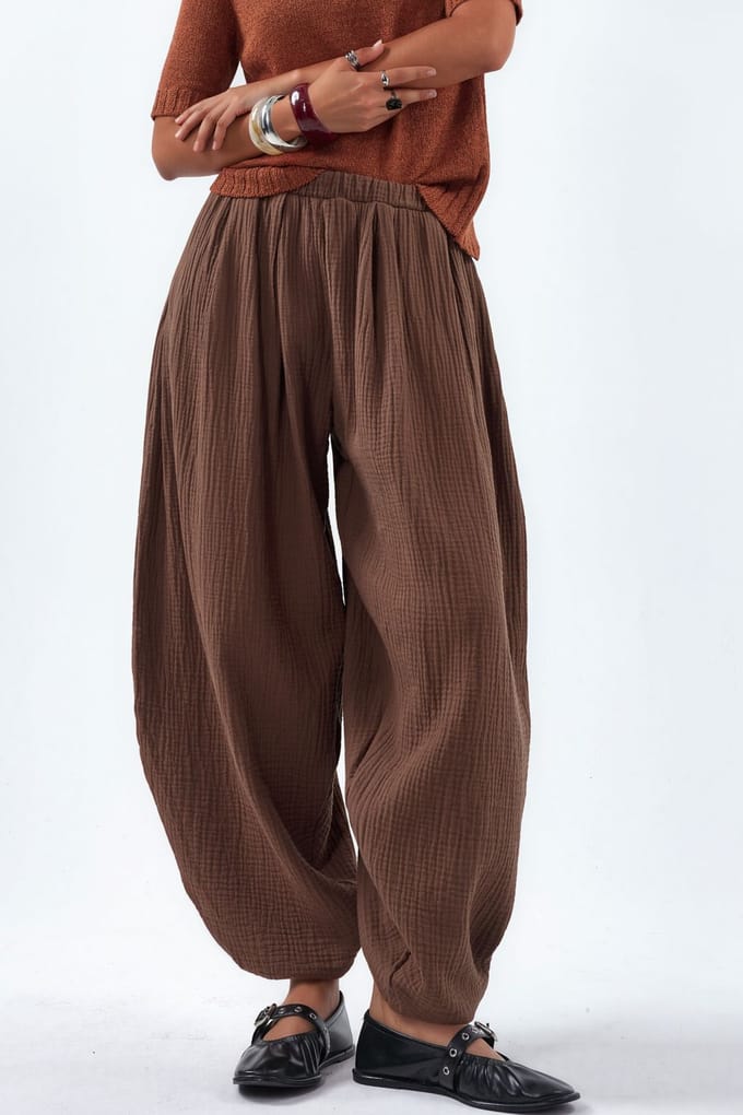 Bredelijke Pantalon met Elastische Taille