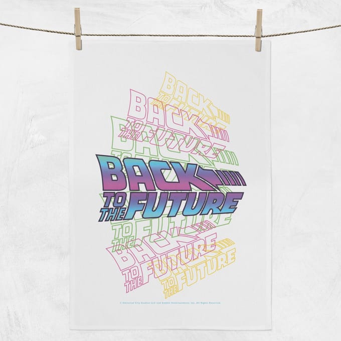 Back To The Future Neon Logo Tea Towel