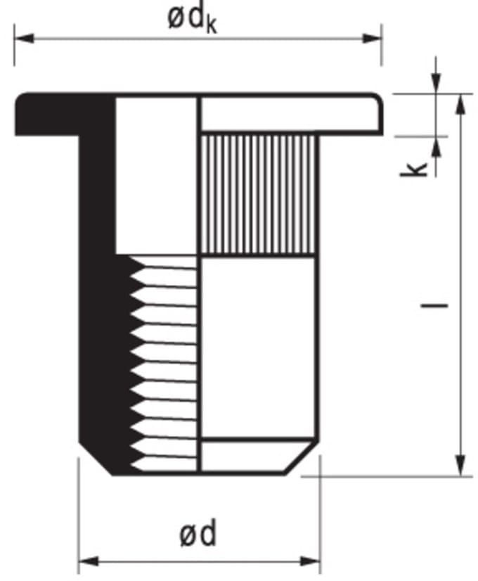 Masterfix Blindklinkmoer M6x14,5mm Staal - 250 stuks