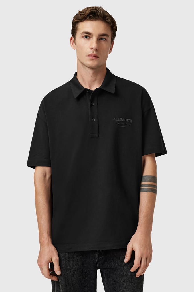 AllSaints Xander Ss Polo Jet Black Taglia: S | Polo Outlet | Uomo | Nero