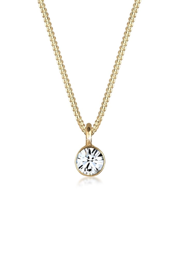 Elli Halsketting Solitaire Swarovski® Kristal 925 Zilver verguld