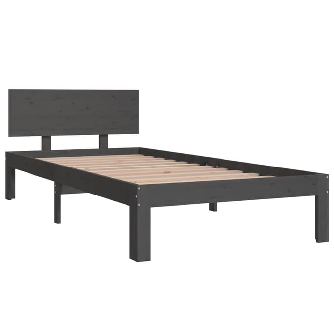 vidaXL - Bedframe - massief - grenenhout - grijs - 90x200 - cm