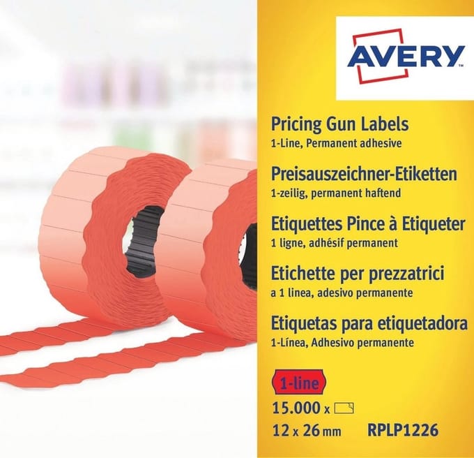 Avery AV-RPLP1226 Prijstangetiketten Permanent 10 Rollen Rood