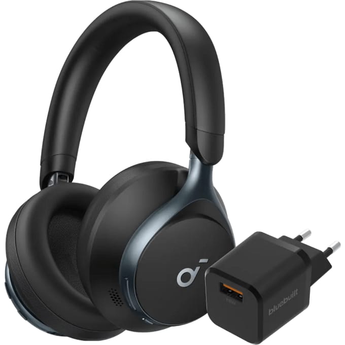 Soundcore Space One Zwart + BlueBuilt Quick Charge Oplader met Usb A Poort 18W Zwart