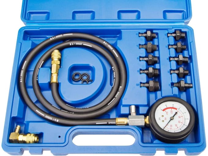 Oliedruk Tester - Olietester Gereedschap - Motor Diagnose - Met Veel Adapters - 0-10 Bar - Zwart