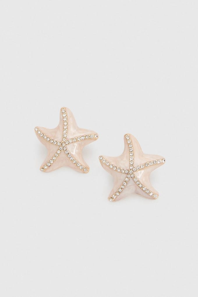 boohoo Dames Geemailleerde Zeester Oorknopjes | Wit