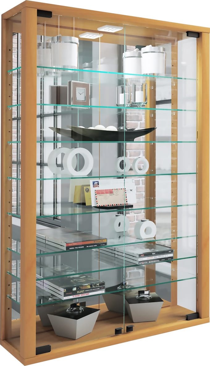 Wandvitrinekast Hangende vitrinekast Vitrosa minispiegel van glas
