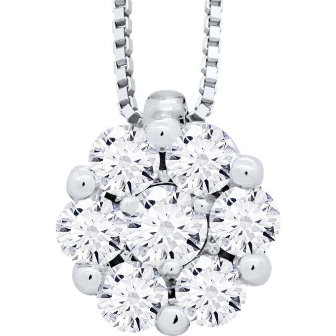 Diamonds kraag Solitaire 0,35 Cts Serti illusie 1,25 Cts White Gold