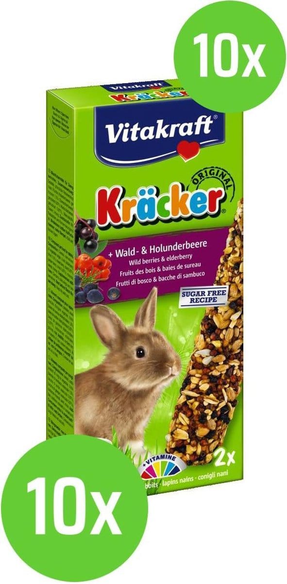 10 x Vitakraft Dwergkonijnkracker Bosbes / Vlierbes 2in1