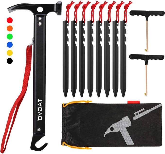 Multi-Purpose Aluminium Camping Hammer with Tent Pegs - Lightweight and Durable