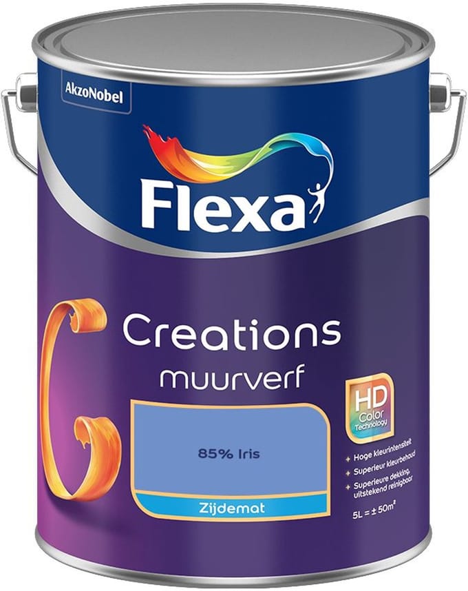 Flexa - Creations Muurverf Zijdemat - 85% Iris - Mengverf - 5 L