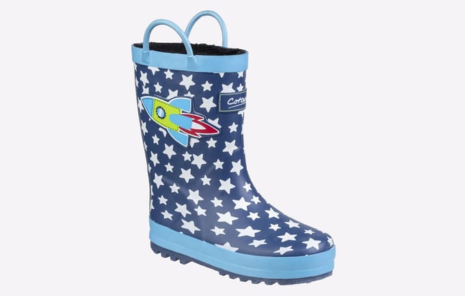 Cotswold Sprinkle Rubberen Donkerblauwe En Witte Regenlaarzen