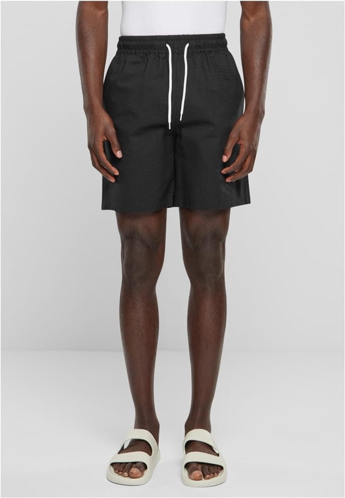 Urban Classics - Basic Seersucker Korte broek - XL - Zwart