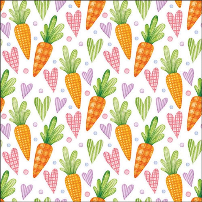 Ambiente Lunch servetten - Carrots and hearts white