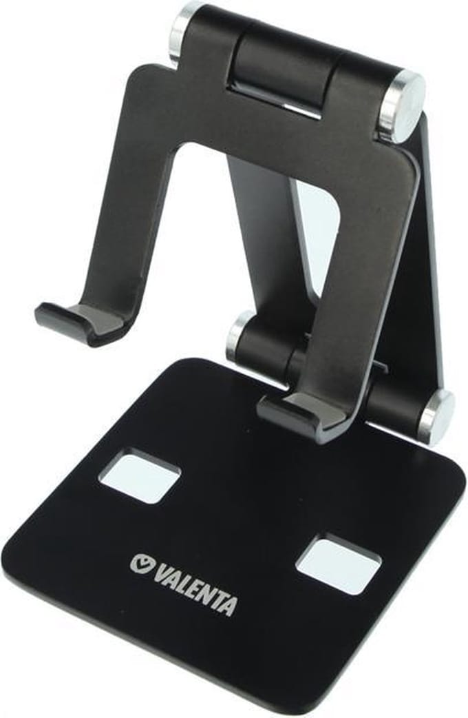 Valenta Aluminum Foldable Telefoon Standaard - Zwart - Telefoonhouder