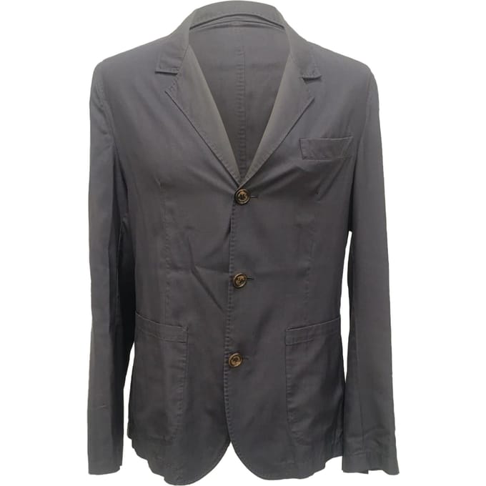 Brunello Cucinelli Effen Colbert met Zakken in Grijs Wol
