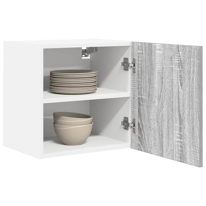 vidaXL - Hangkast - 2 - st - Grijs - Sonoma - en - Wit - Bewerkt - hout
