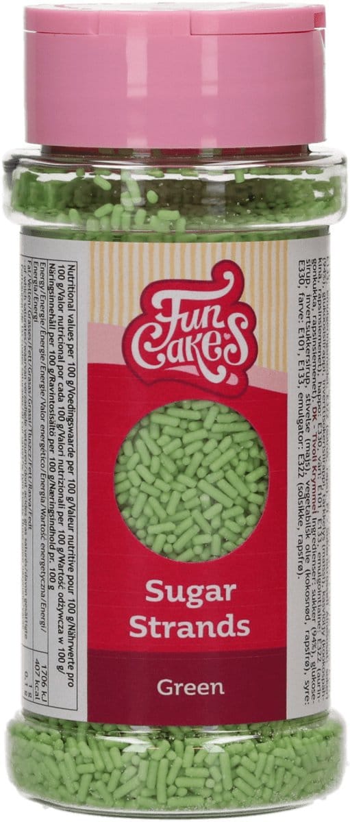 FunCakes Sugar Strands - Groen - 80g - Sprinkles - Eetbare Taartdecoratie