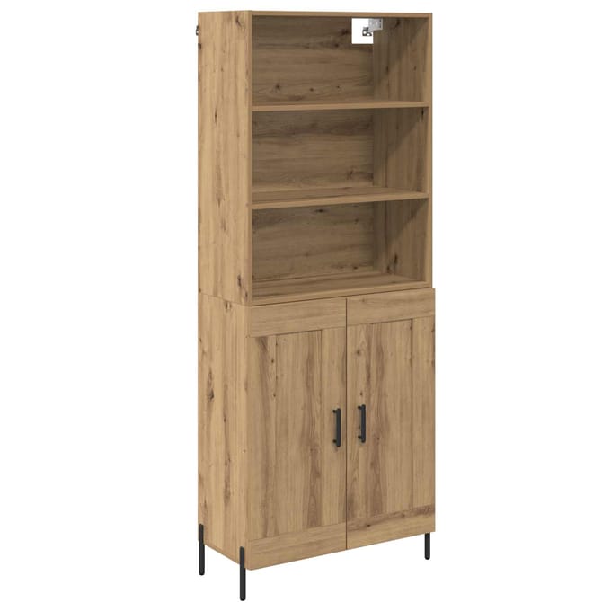 vidaXL - Highboard - Artisan - Eiken - 69,5 - x - 32,5 - x - 180 - cm - Bewerkt - hout