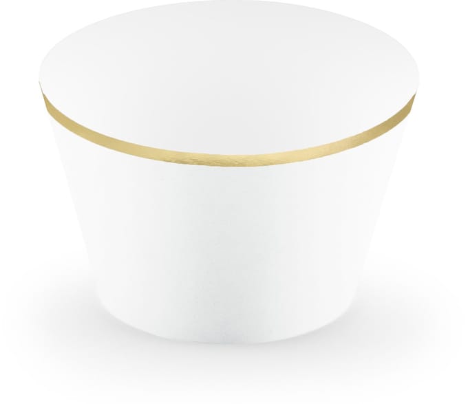 PARTYDECO - 6 witte en gouden papieren cupcake wikkels voor bruiloft